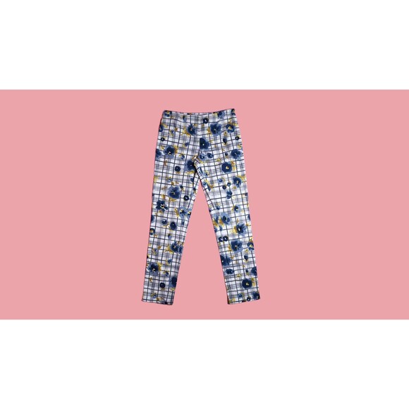 Y2K. MOSCHINO CHEAP and CHIC Watercolor Floral Grid Print Trousers. Medium AS IS - Picture 1 of 9